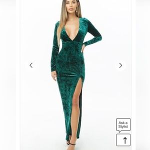 Green Velvet Maxi Dress